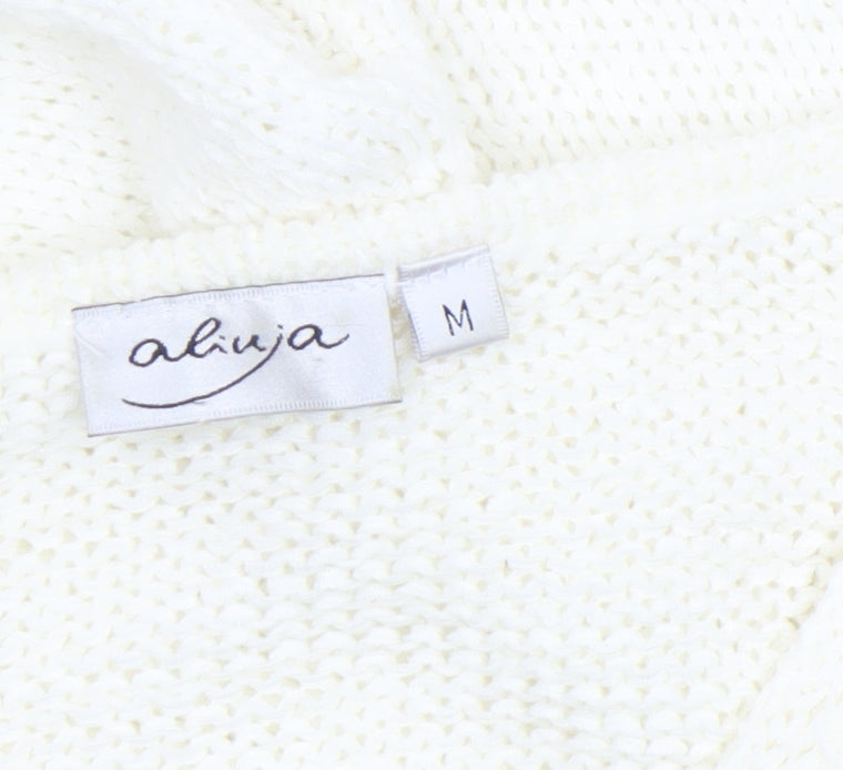 Aliuja Women's Ivory V-Neck Knit Jumper Medium
