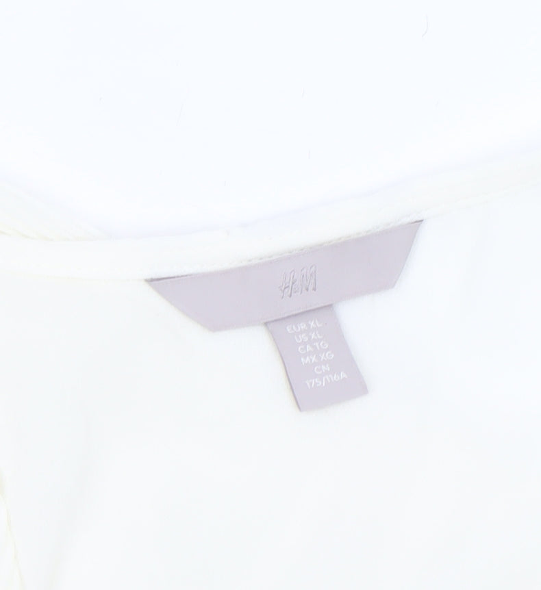 H&M Women Ivory Sleeveless V-Neck Tunic Blouse Size L