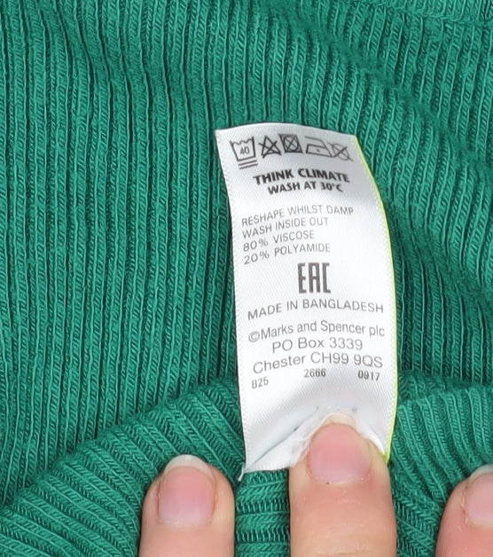 Marks & Spencer Women’s Green Roll Neck Ribbed Jumper Size 10