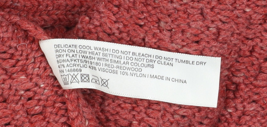 FatFace Women Red Size 16 Chunky Knit Open Cardigan