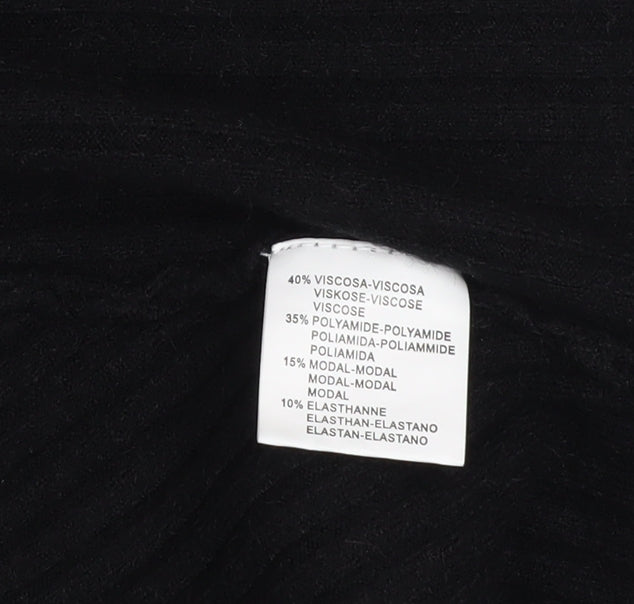 Moocci Women Black High Neck Knit Cape Jumper One Size