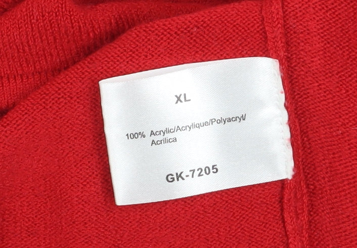 Ann McCartney Women’s Red Acrylic Henley Jumper XL Long Sleeve Knit