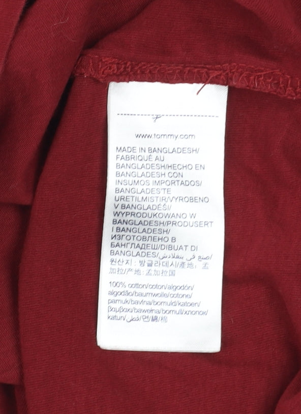 Tommy Hilfiger Boys Red Organic Cotton Short Sleeve T-Shirt Size 152