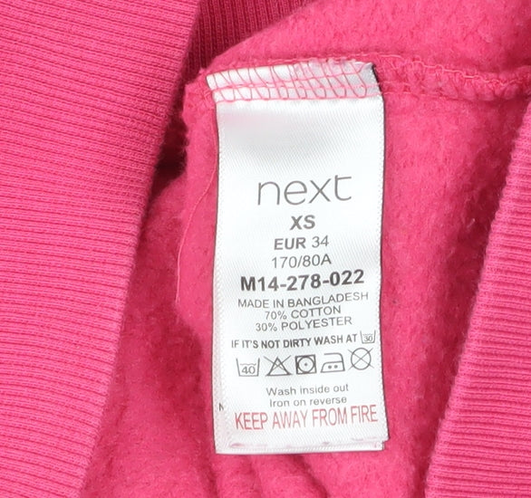 Next Womens Pink XS Pullover Hoodie Cotton Blend Casual