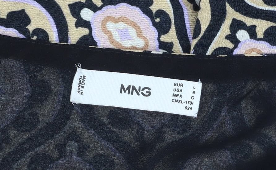 Mango Women’s Multicoloured Shift Dress Size 12 V-Neck 3/4 Sleeve