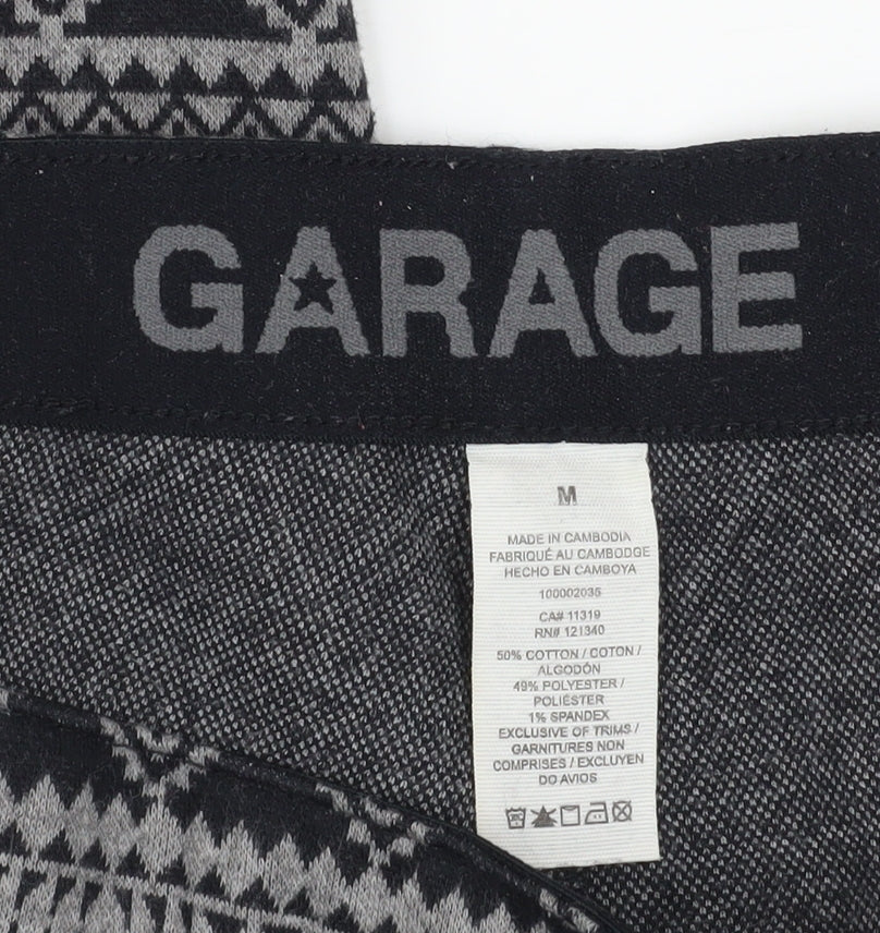 Garage Womens Black Grey Geometric Mid Rise Ankle Leggings M