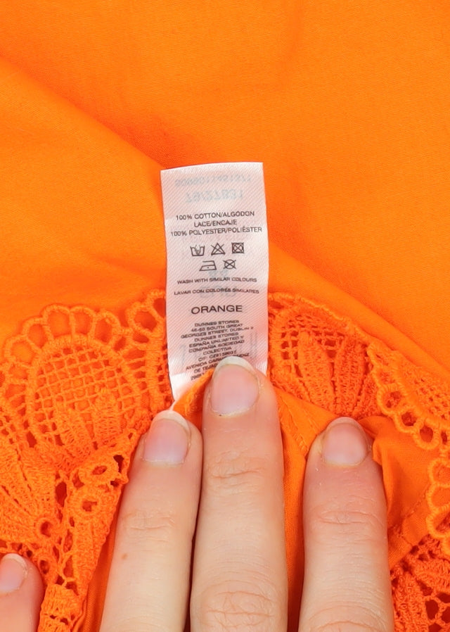 Savida Women's Orange Lace High Neck Tunic Blouse Size 16