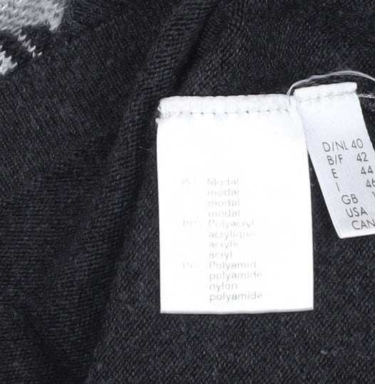 Rabe Womens Black Geometric Belted Cardigan Size 12