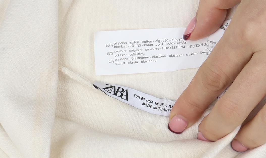 Zara Women Beige Cotton Blend High Neck Pullover Sweatshirt Size M