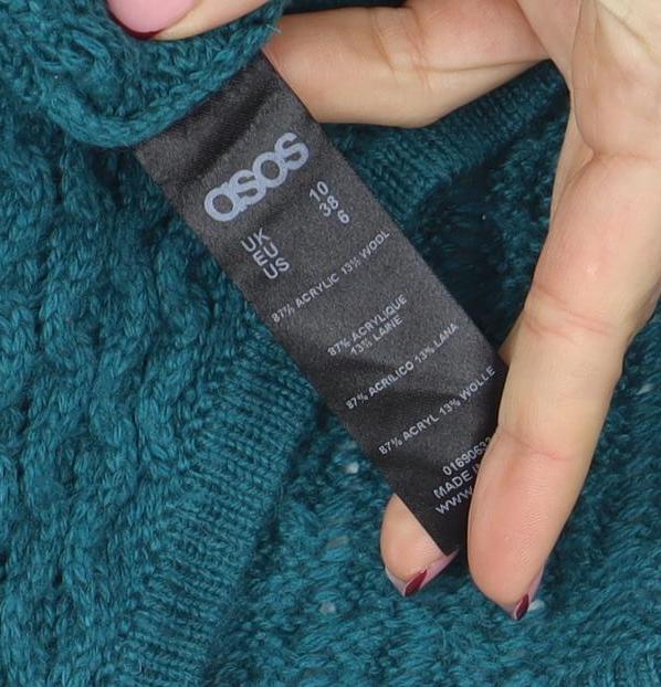 ASOS Women Blue Cable-Knit Full Zip Jumper Size 10