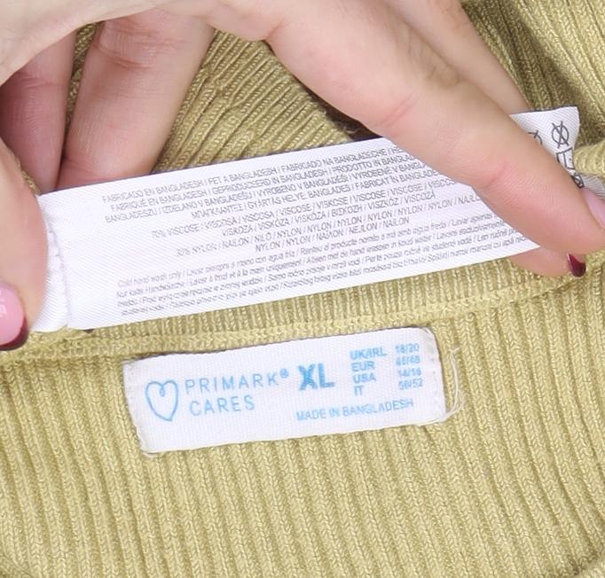Primark Women's Beige XL Ribbed Crew Neck Long Sleeve Pullover Jumper
