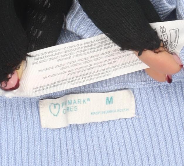 Primark Women Blue Ribbed Crew Neck Long Sleeve Pullover Jumper M