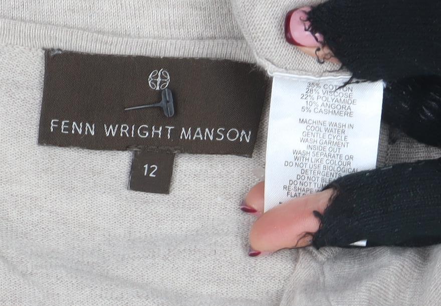 Fenn Wright Manson Womens Beige Size 12 V-Neck Long Sleeve Wool Blend Jumper