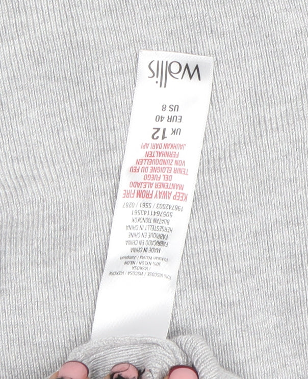 Wallis Women’s Grey Roll Neck Long Sleeve Asymmetric Jumper UK 12