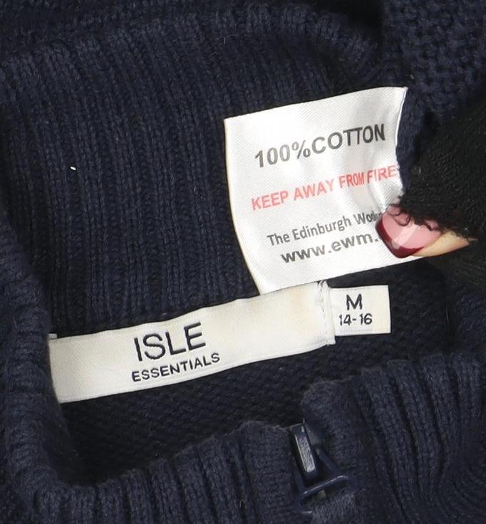 ISLE Essentials Women's Blue Full Zip Cotton Cardigan M
