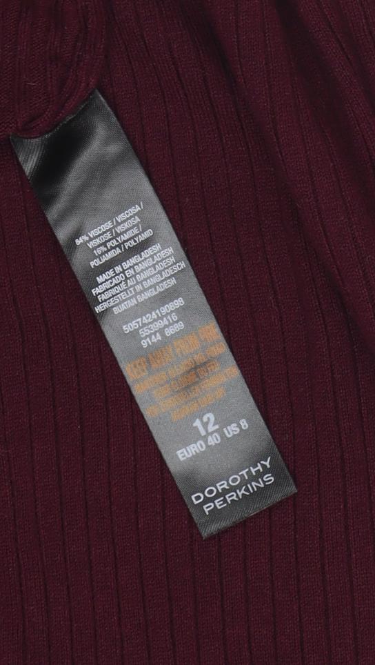 Dorothy Perkins Women Red Size 12 Bodycon Knit Long Sleeve Dress