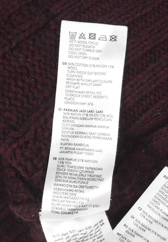 Matalan Mens Brown Cable Knit 1/4 Zip Jumper Medium