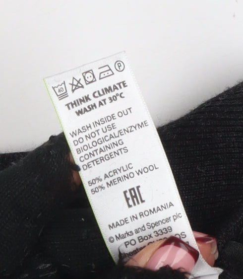 Marks & Spencer Men's Black L 1/2 Zip Wool Blend Jumper