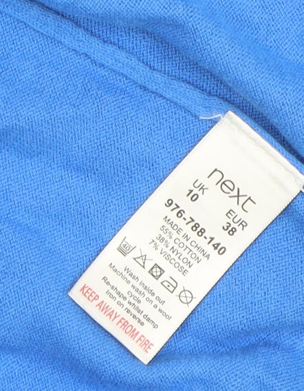 Next Women Blue Open Cardigan UK 10 Cotton Blend Long Sleeve Knit
