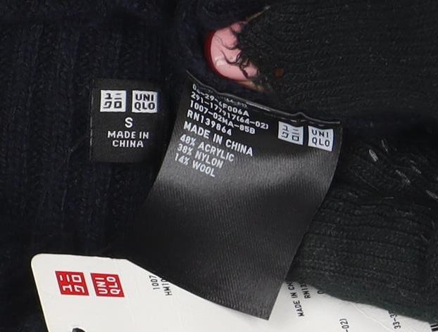 Uniqlo Women Black Knit Bodycon High Neck Long Sleeve Dress S