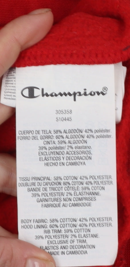 Champion Boys Red 2XL Pullover Hoodie Cotton Blend Long Sleeve Logo Top