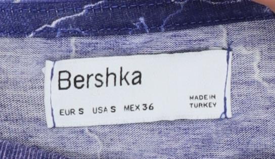 Bershka Womens Blue Lightning Graphic T-Shirt Size 8