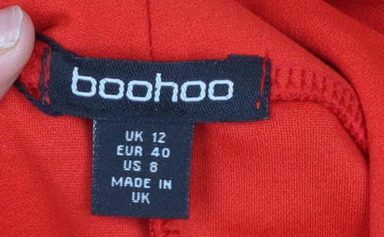 Boohoo Women Red Jacket Dress UK 12 Ruffle Hem Formal Partywear