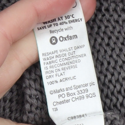 Marks & Spencer Women’s Grey Short Sleeve Cable-Knit Cardigan UK 14