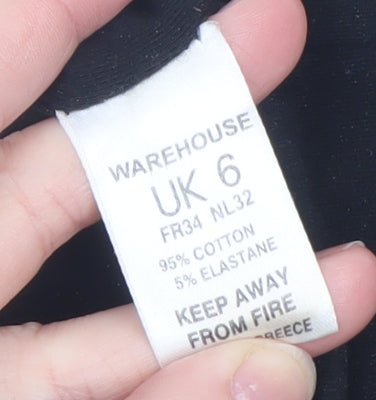 Warehouse Women’s Black Pencil Skirt UK 6 Cotton Stretch Workwear