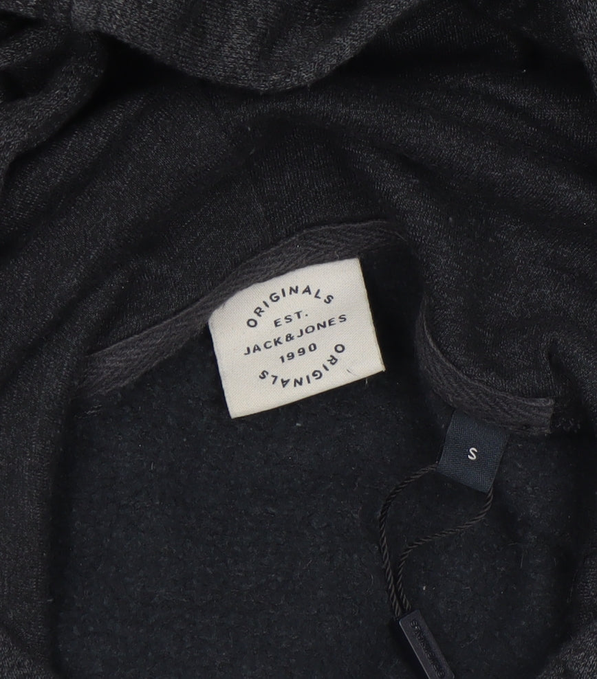 Jack & Jones Mens Black Pullover Hoodie S Graphic Print Originals