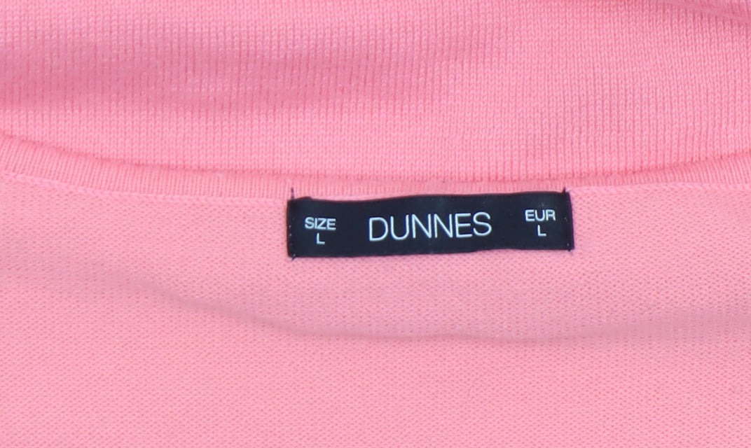 Dunnes Women Pink V-Neck 3/4 Sleeve Pullover Jumper Size L