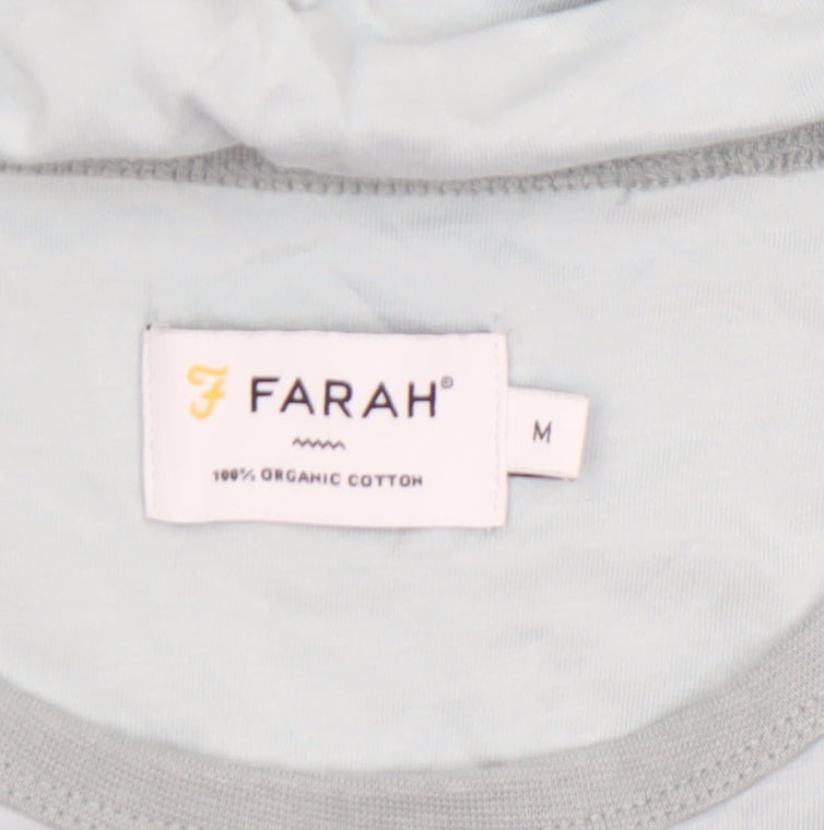 Farah Men Blue Organic Cotton Crew Neck Short Sleeve T-Shirt Size M