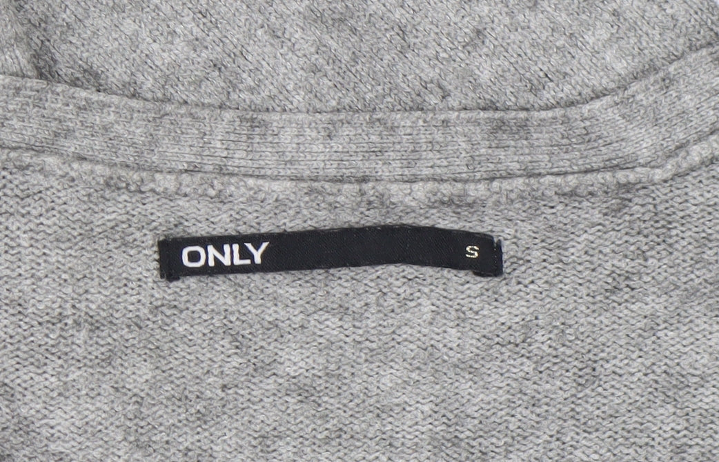 ONLY Women's Grey Knit Long Sleeve Open Cardigan Size S