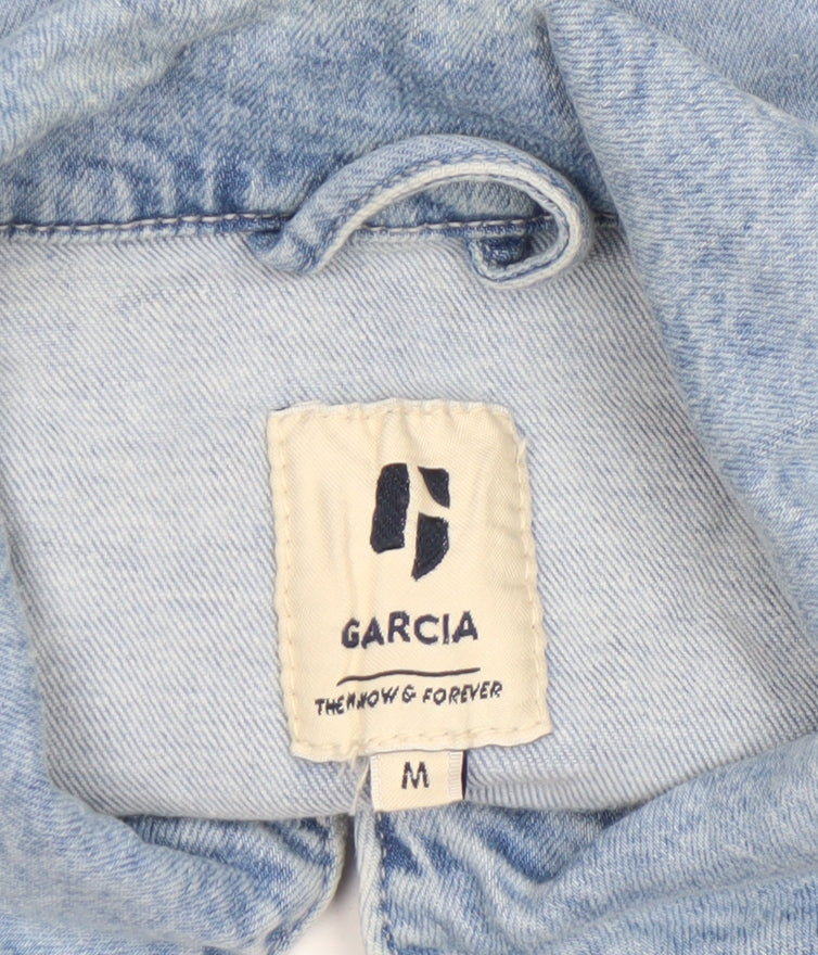 Garcia Women Blue Denim Basic Jacket M Buttoned Casual