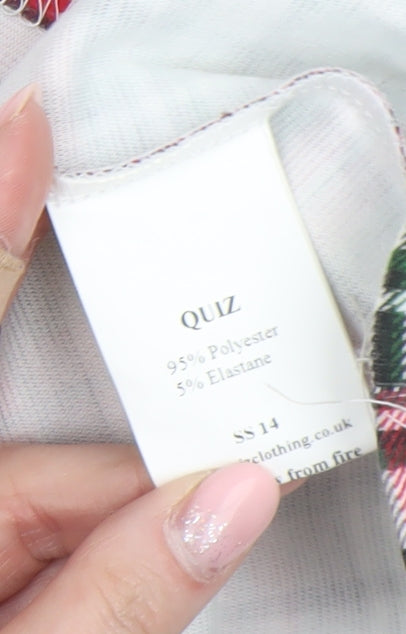 Quiz Women Multicoloured Check Fit & Flare Collared Dress Size 8