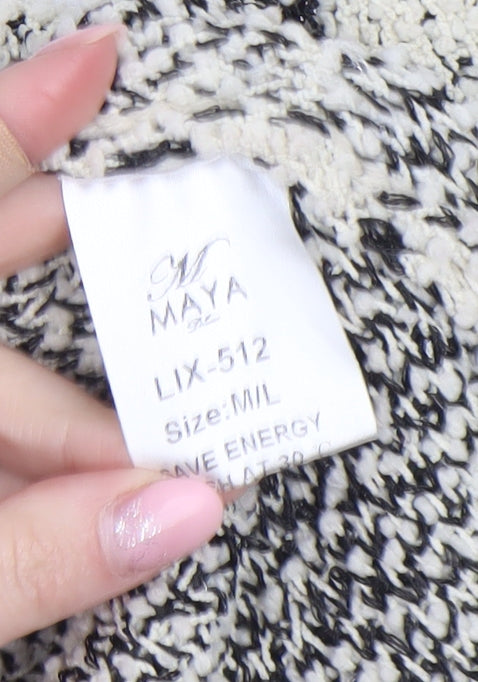 Maya Women’s Black & White Aztec Knit Pullover Jumper Size M