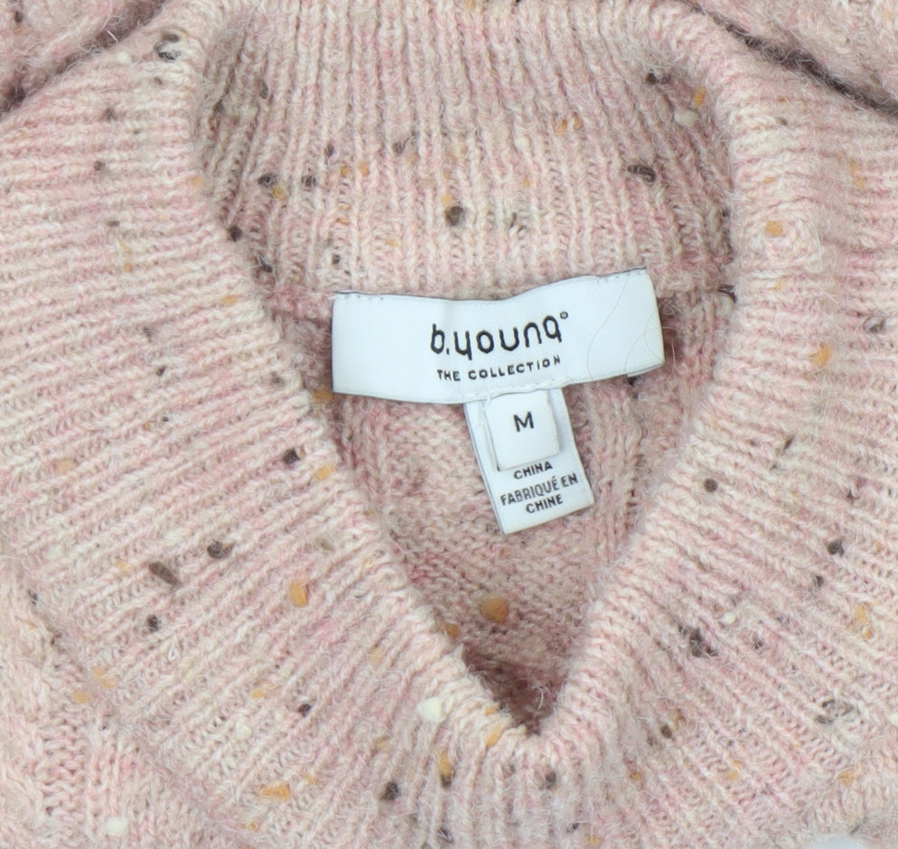 b.young Women’s Pink Cable-Knit Wool Blend Jumper Size M
