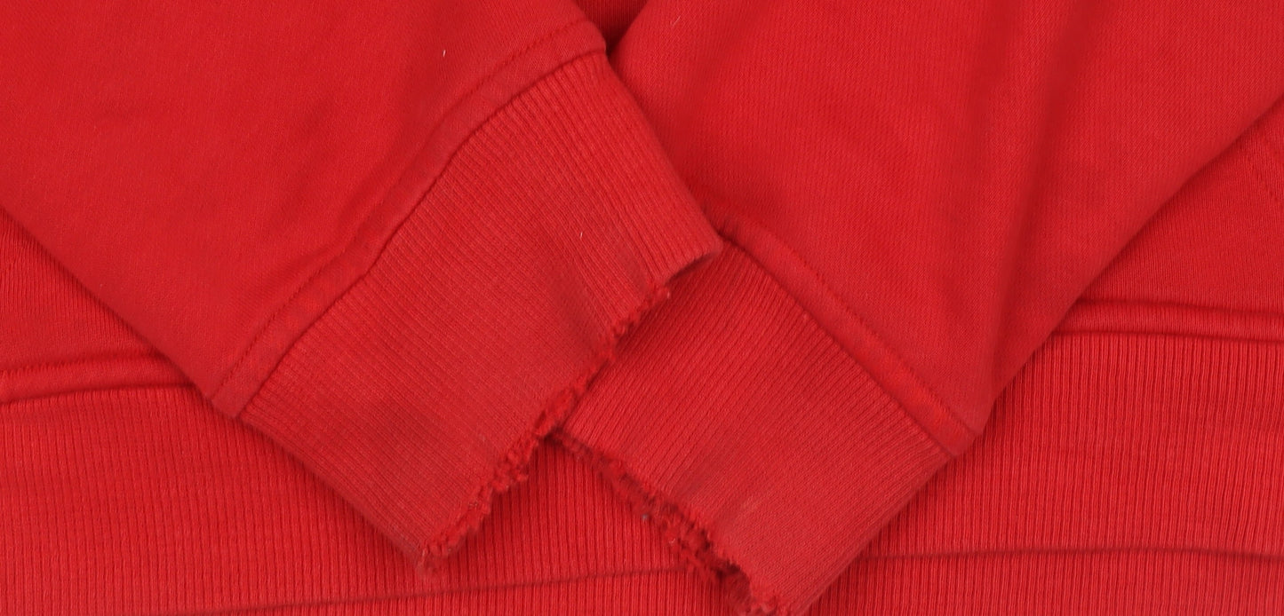 Adidas Mens Red Pullover Hoodie Small Graphic Cotton Blend Sportswear