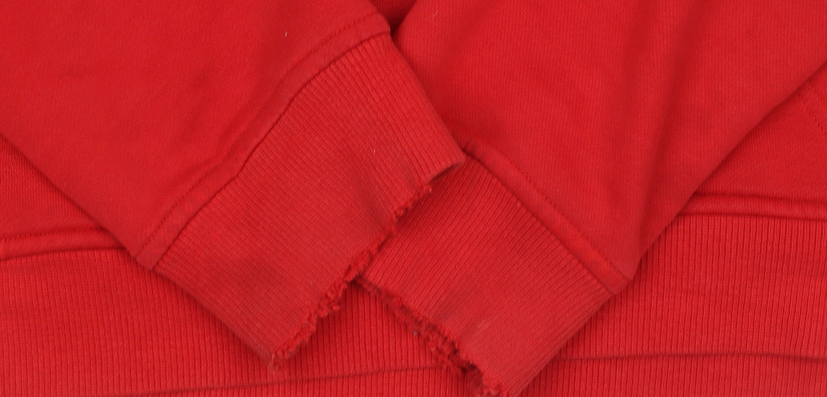 Adidas Mens Red Pullover Hoodie Small Graphic Cotton Blend Sportswear