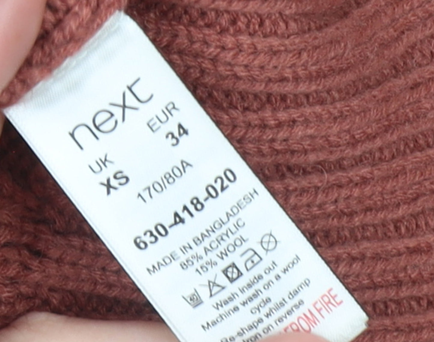 Next Womens Brown Cable Knit Wool Blend Cardigan XS