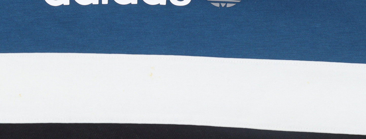 Adidas Men Blue Colour Block Pullover Sweatshirt M Regular Fit