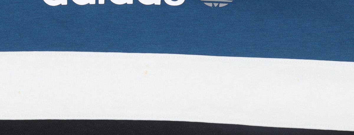 Adidas Men Blue Colour Block Pullover Sweatshirt M Regular Fit
