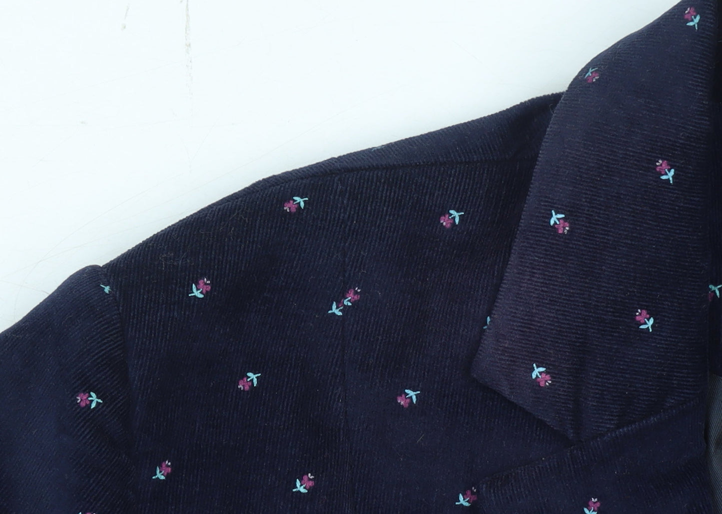 Infinity Women's Navy Floral Corduroy Single-Breasted Blazer Size S