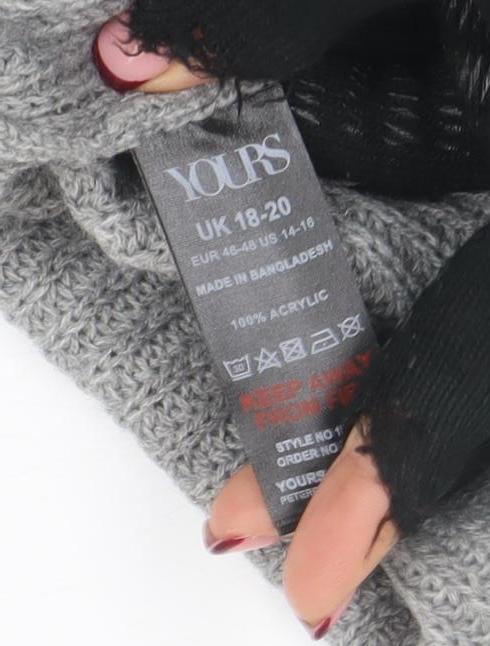 Yours Women Grey Knit High Neck Cape Jumper Size 18-20