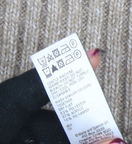 Marks & Spencer Women’s Beige Ribbed Knit Crew Neck Jumper Size M