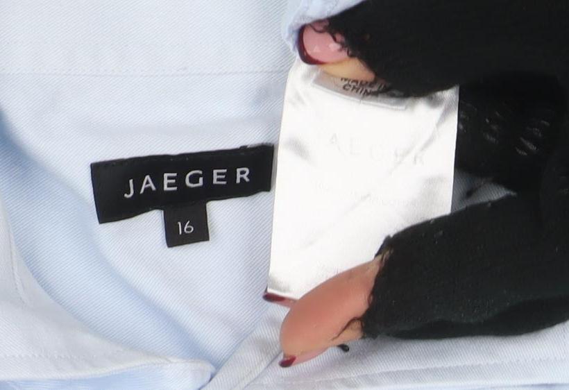 Jaeger Men's Blue 16 Regular Fit Long Sleeve Cotton Button-Up Shirt
