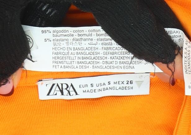 ZARA Women Orange Sleeveless Bodycon Jersey Dress Size S