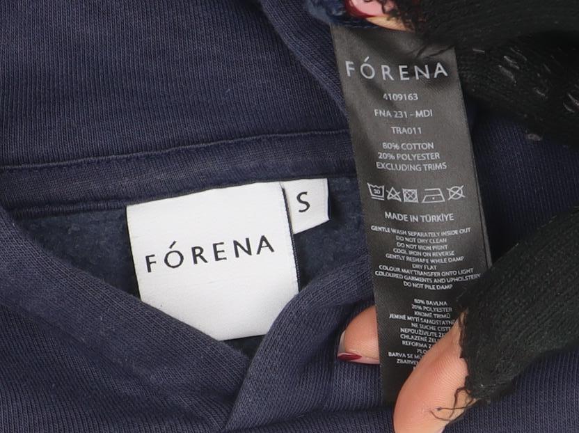 Forena Women's Navy Blue Pullover Hoodie Size S Graphic Print