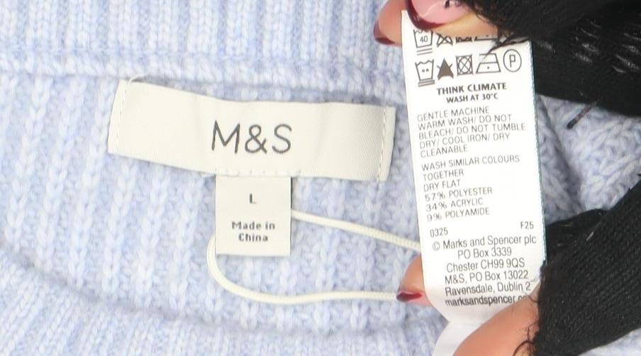 Marks & Spencer Women's Blue L Knit Crew Neck Pullover Jumper