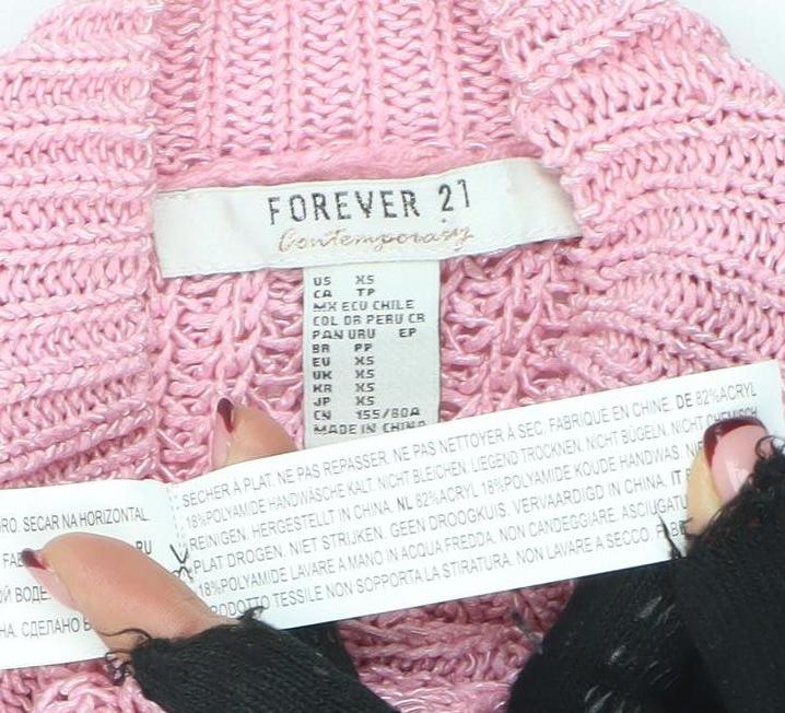 Forever 21 Women’s Pink Sleeveless Open-Knit Pullover Jumper XS
